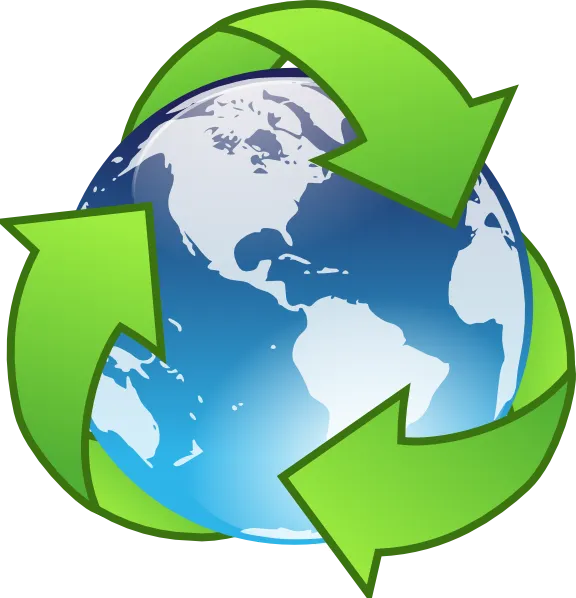 Earth with recycling logo surrounding it