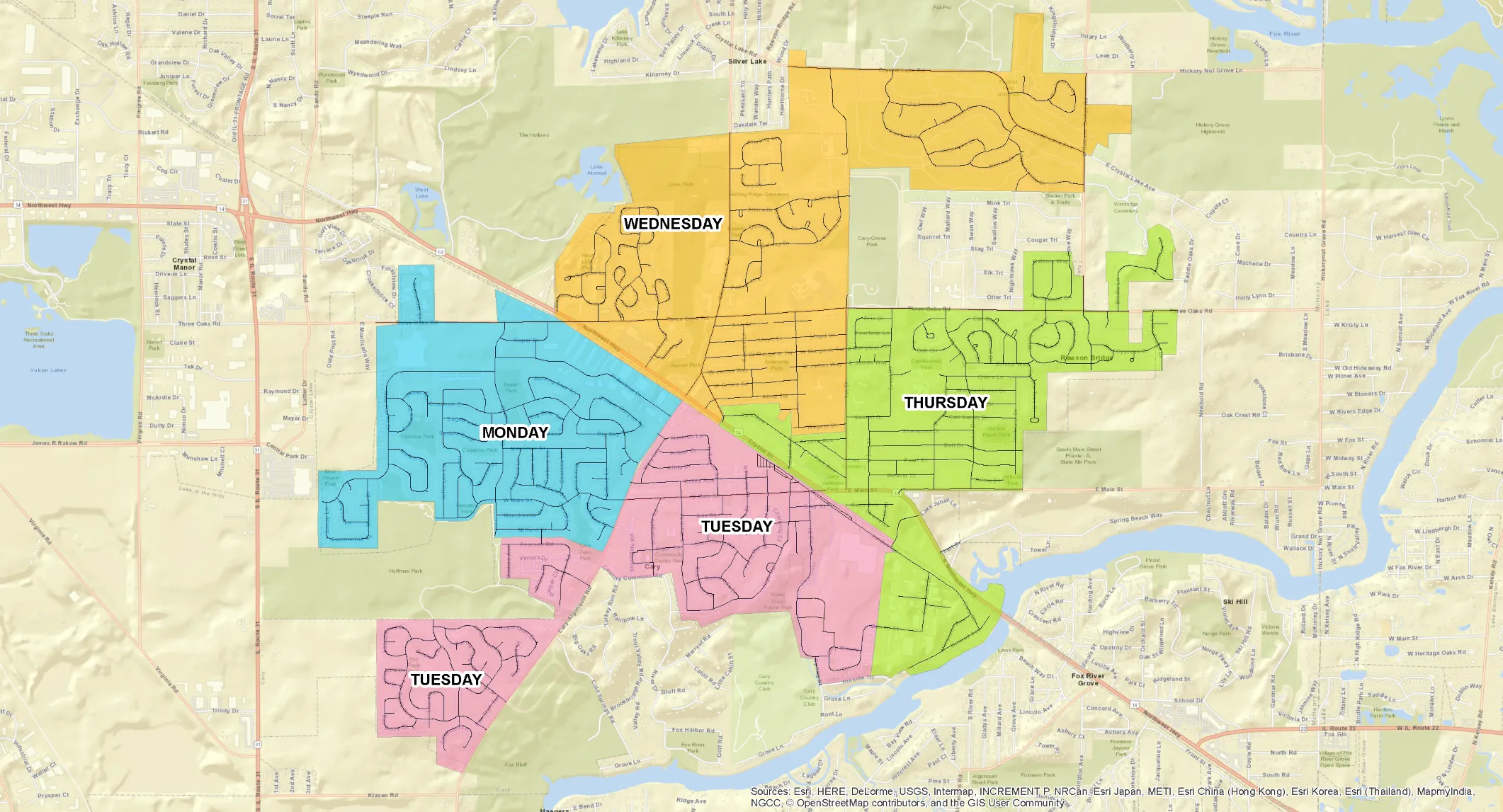 Cary, IL Refuse Collection Map