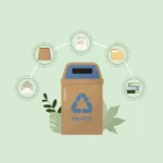 Paper Waste Categories with Recycling Bin stock illustration
